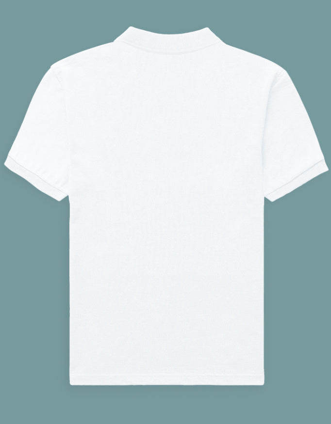 Male Regular fit white Polo Tshirt with Dumkee Logo in Embroidery back view
