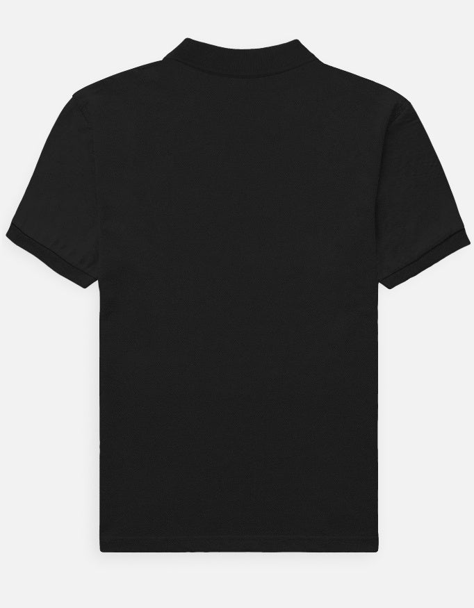 Male Regular fit Black Polo Tshirt with Dumkee Logo in Embroidery back view