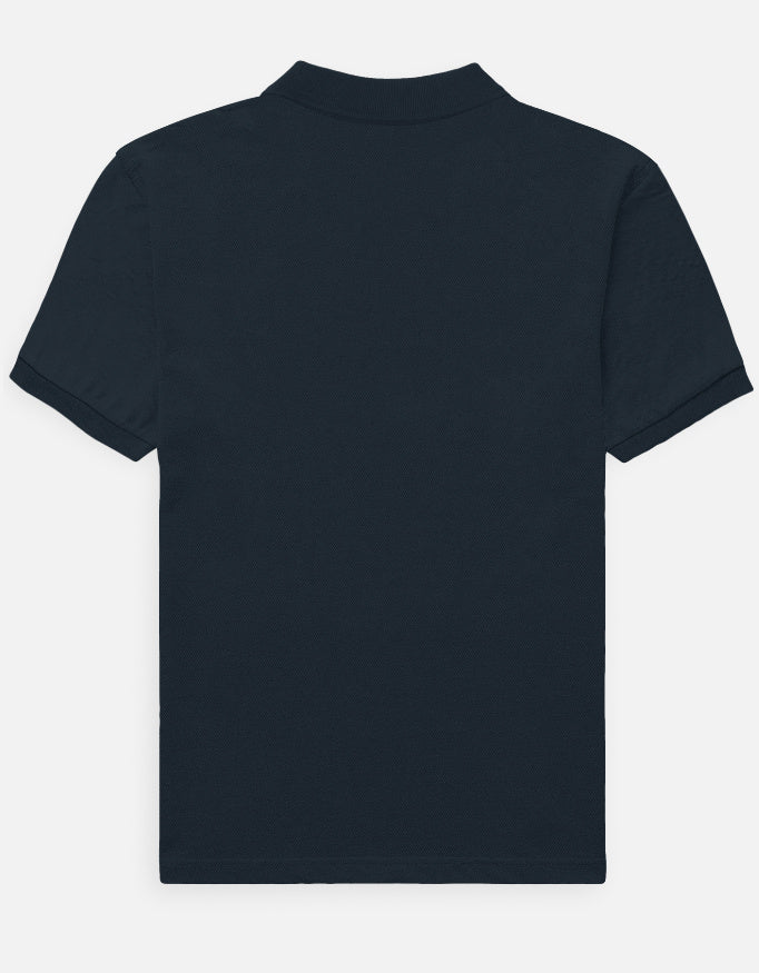 Male Regular fit Petrol Blue Polo Tshirt with Dumkee Logo in Embroidery back view