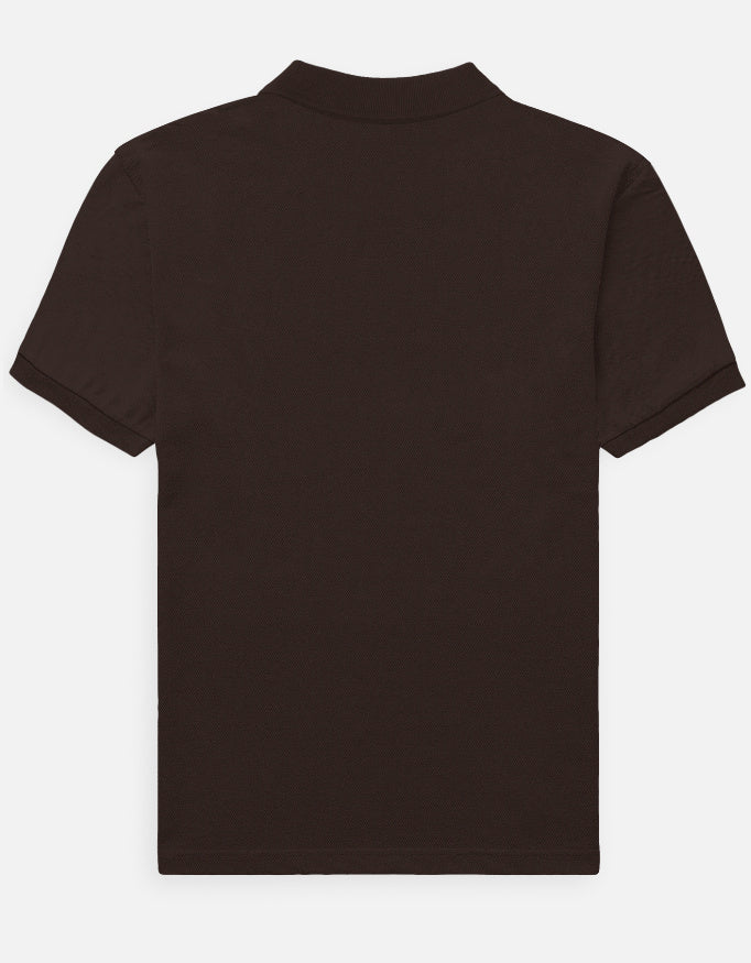 Male Regular fit Coffee Brown Polo Tshirt with Dumkee Logo in Embroidery back view
