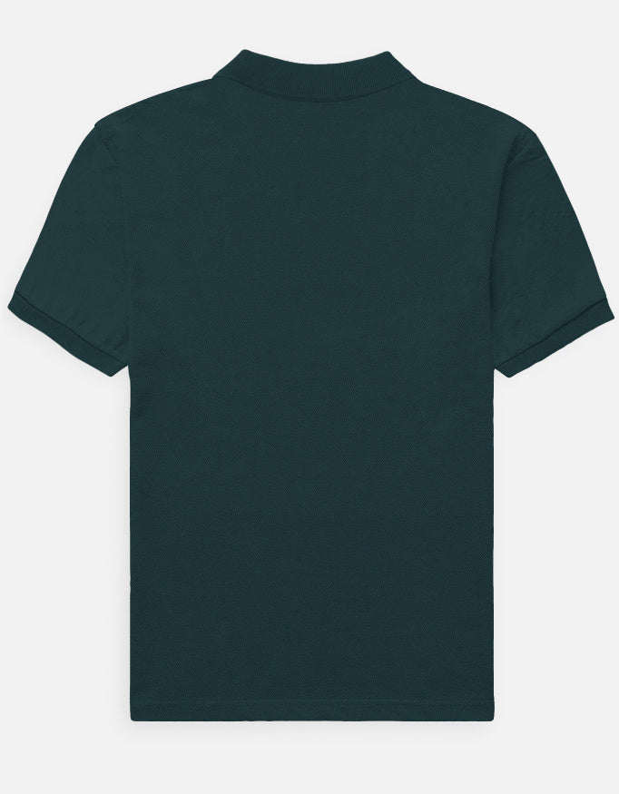 Male Regular petrol blue Polo Tshirt with Dumkee Logo in Embroidery back view