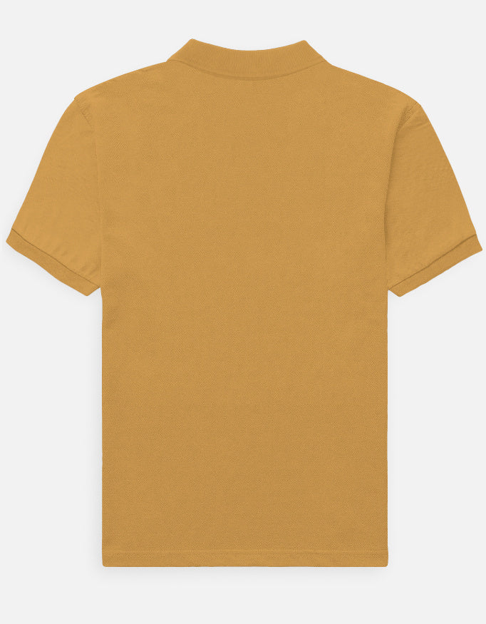 Male Regular fit mustard yellow Polo Tshirt with Dumkee Logo in Embroidery back view