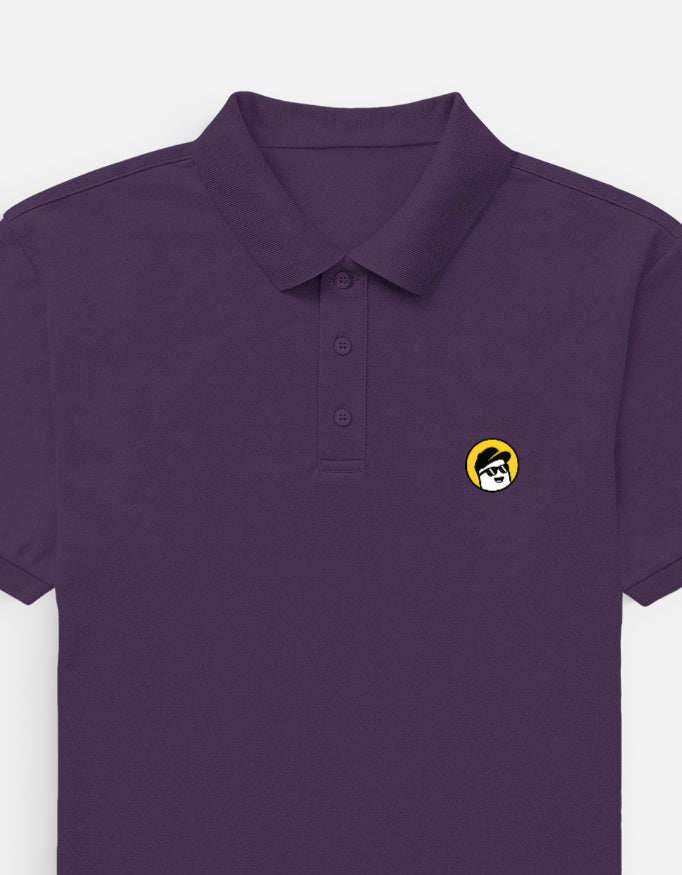 Male Regular fit Purple Polo Tshirt with Dumkee Logo in Embroidery
