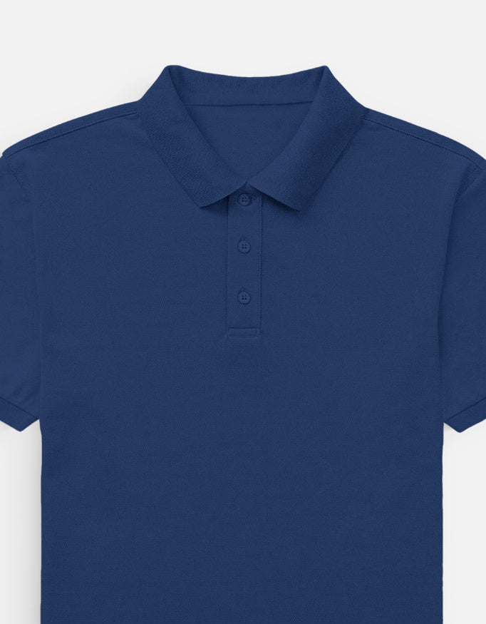 Man wearing a Dumkee Royal blue polo shirt