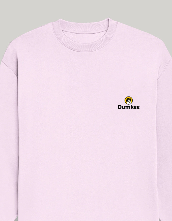 Light purple sweatshirt with Dumkee logo on a gray background