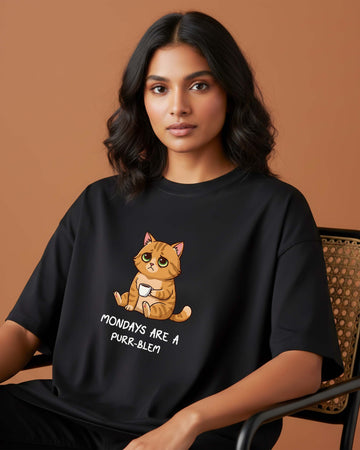 Unisex Monday Purr-blem T-Shirt | Oversize Fit