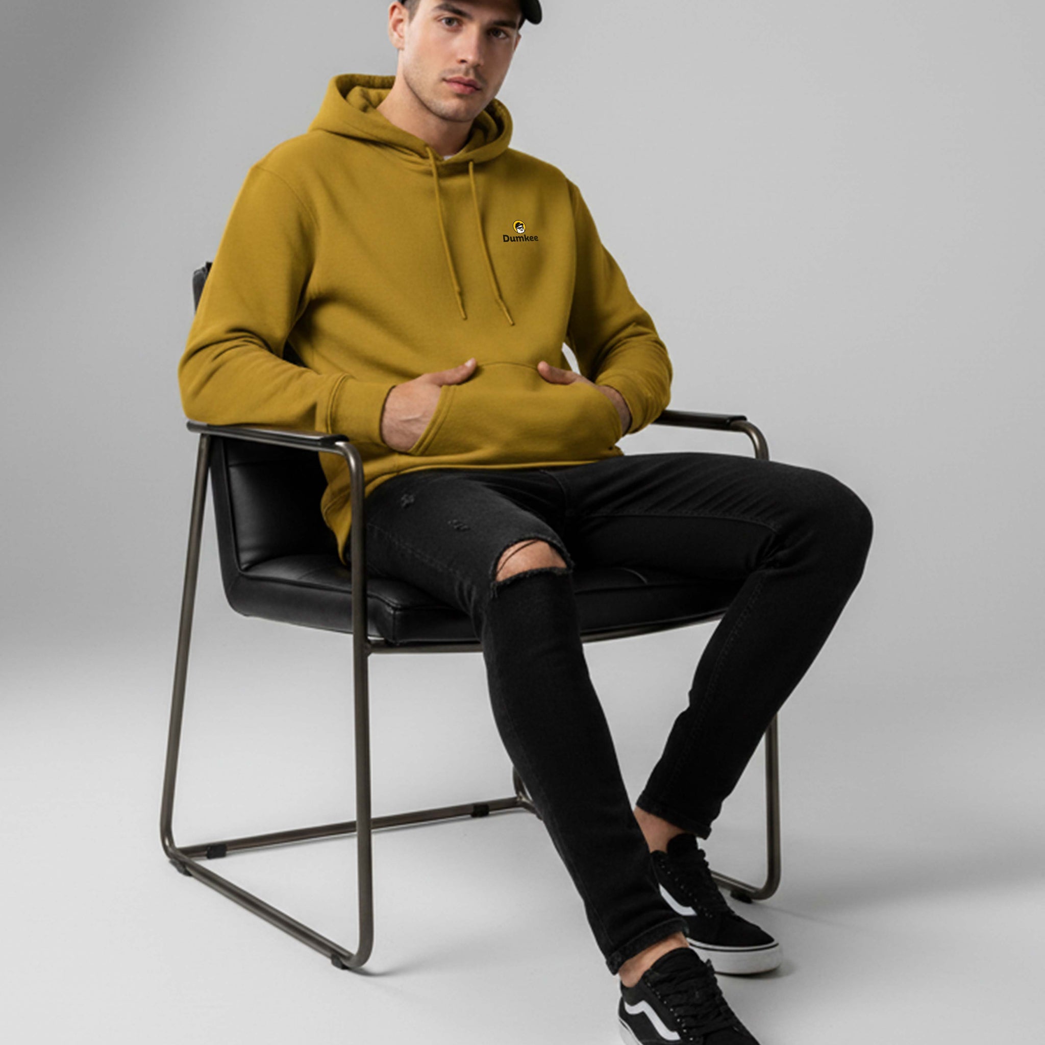 Dumkee Unisex Mustard Yellow Premium Hoodie | Regular Fit