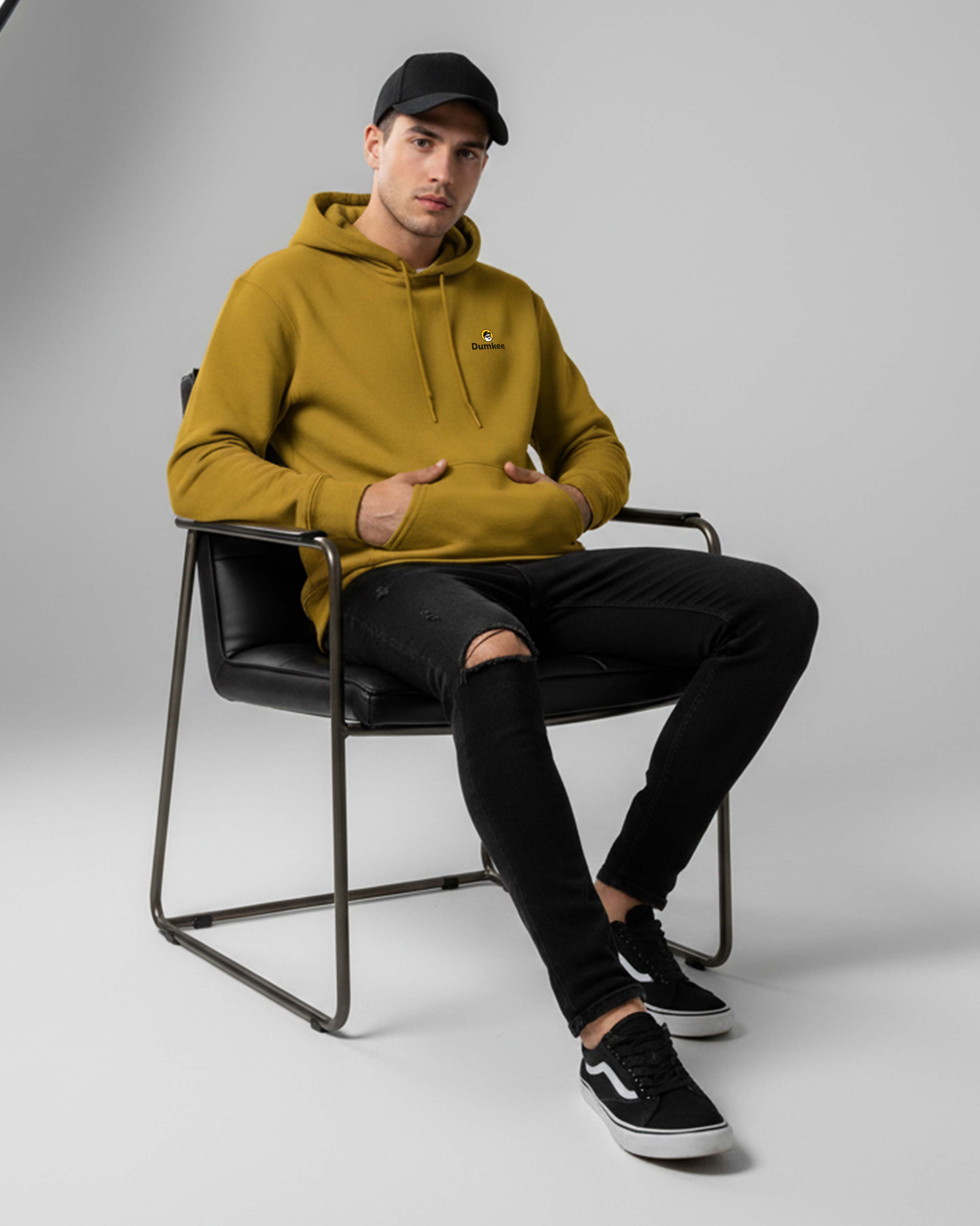 Dumkee Unisex Mustard Yellow Premium Hoodie | Regular Fit